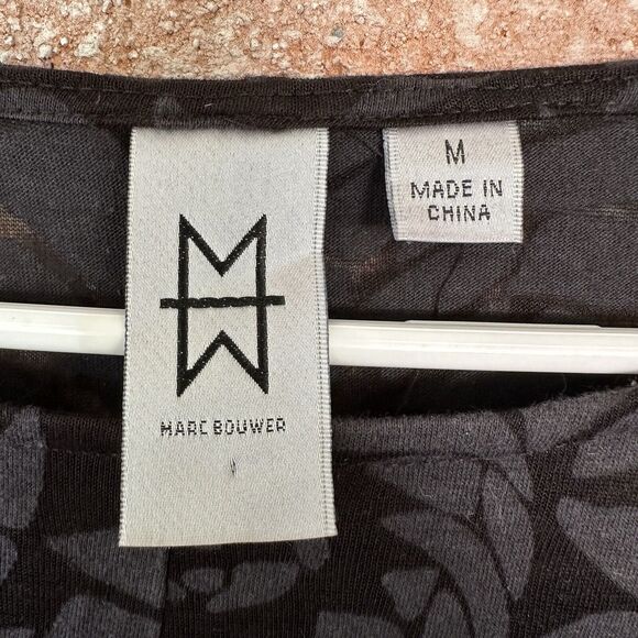 Marc Bouwer Dolman Sleeve Patterned Sheer Top Black Gray Medium - Picture 5 of 9